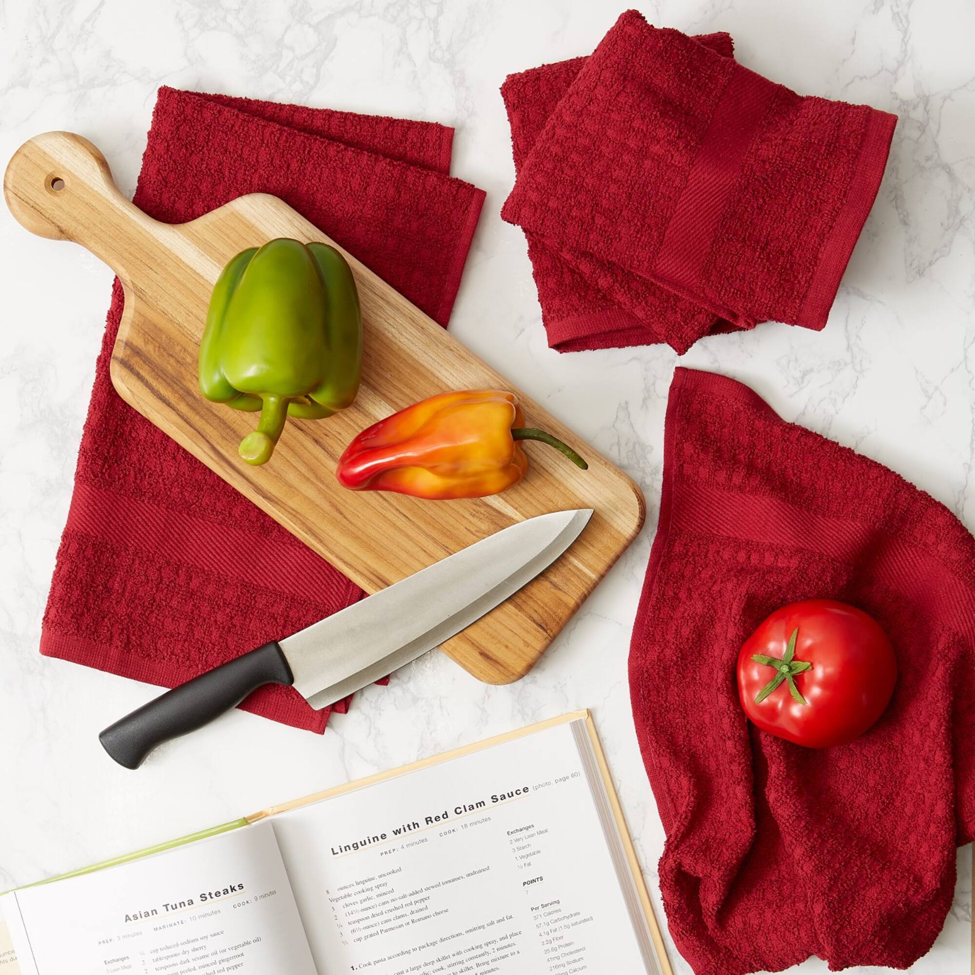 DII® Solid Barn Red Waffle Terry Dishtowels, 4ct.